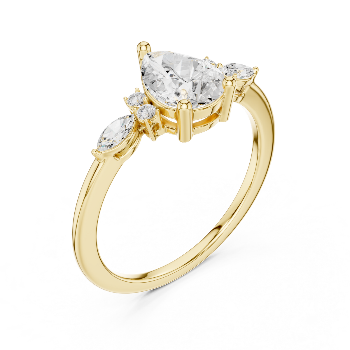 Gold 1Ct Prong Pear Lab Grown Diamond Ilvyn Ring