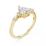 Gold 1Ct Prong Pear Lab Grown Diamond Ilvyn Ring