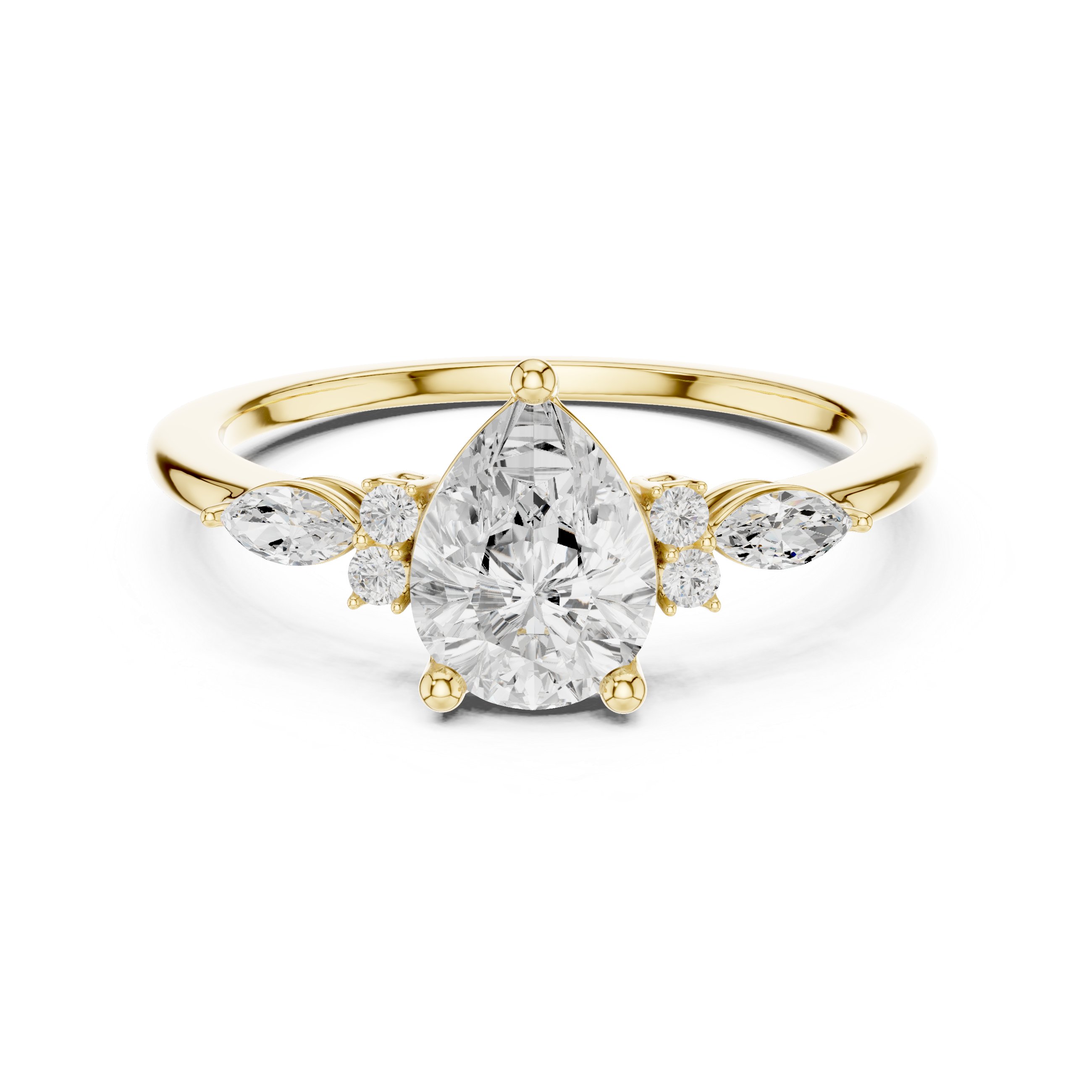 Gold 1Ct Prong Pear Lab Grown Diamond Ilvyn Ring