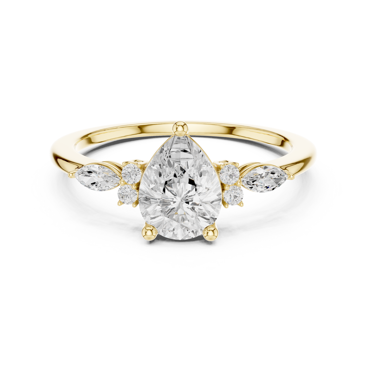 Gold 1Ct Prong Pear Lab Grown Diamond Ilvyn Ring