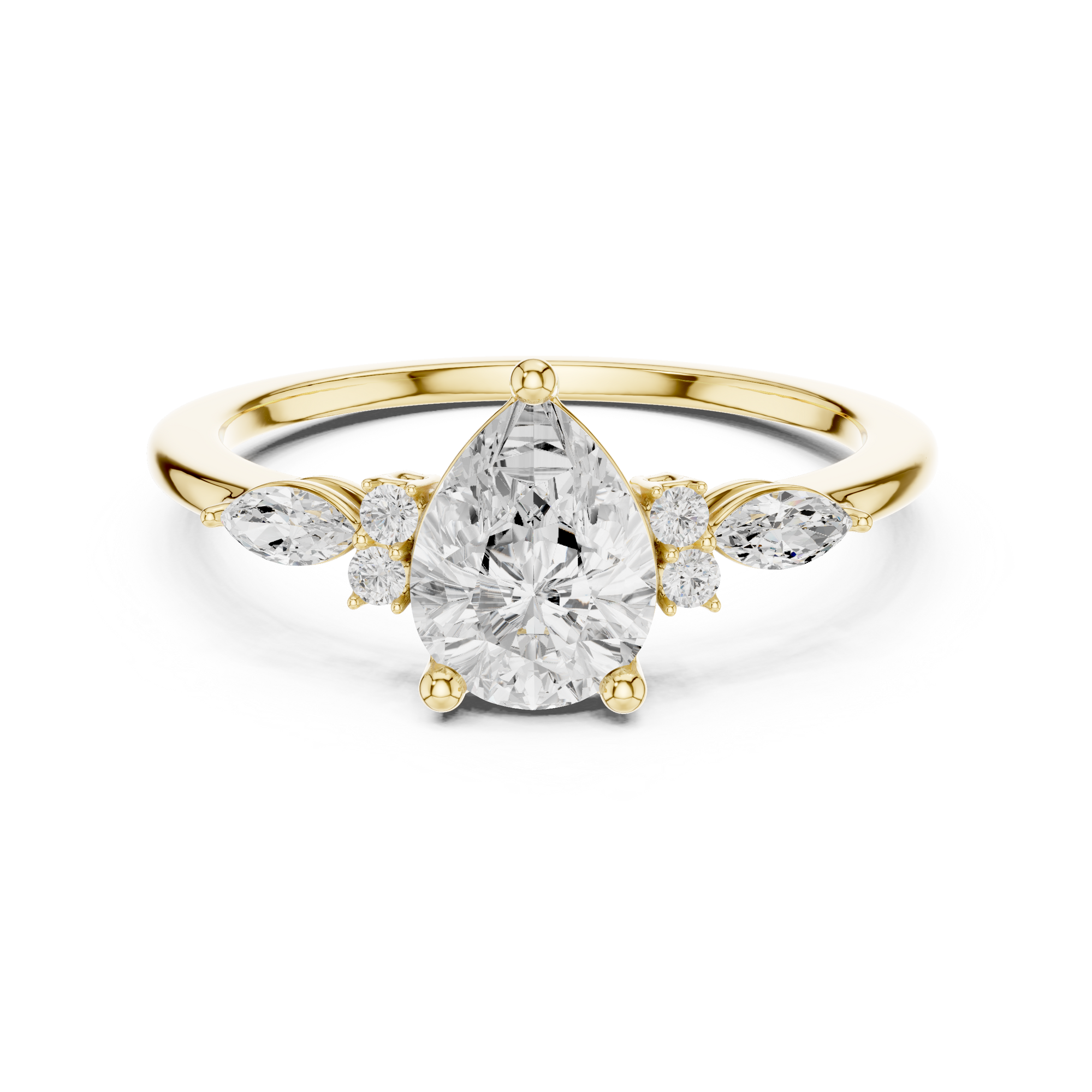 Gold 1Ct Prong Pear Lab Grown Diamond Ilvyn Ring