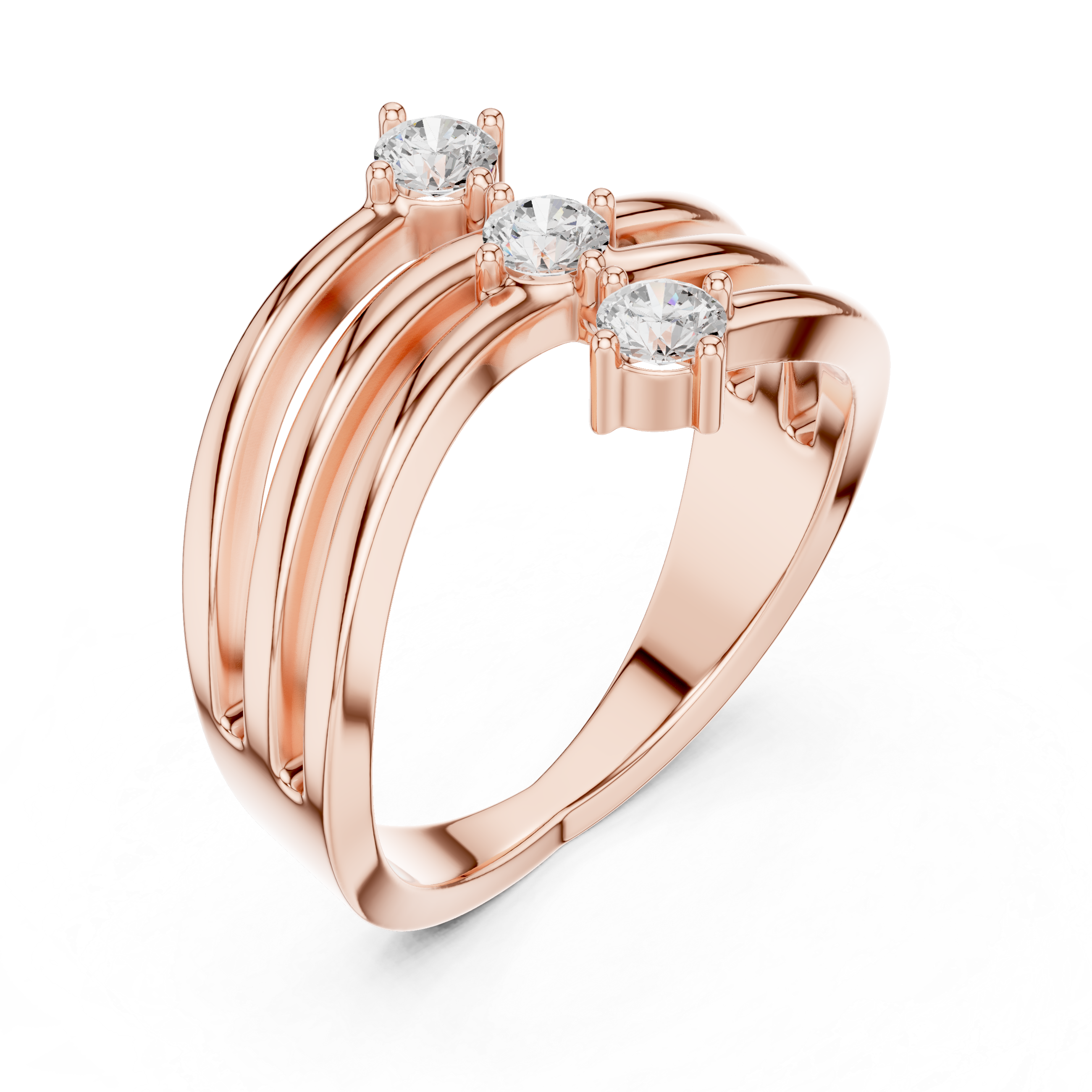 Gold Open Band Round Lab Grown Diamond Ophira Ring
