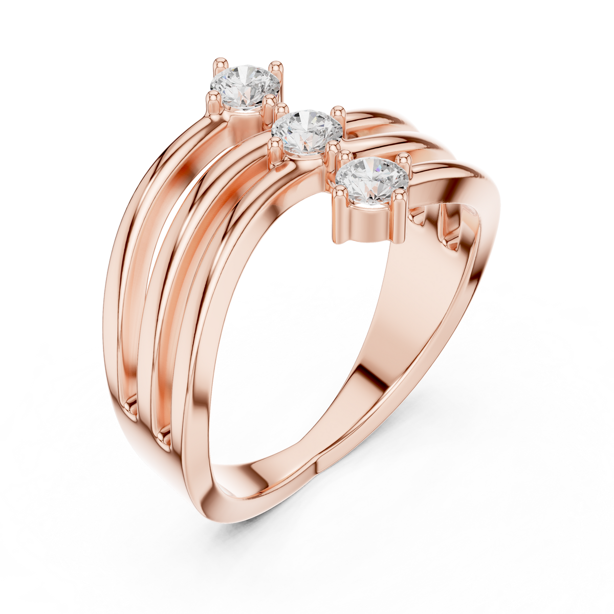 Gold Open Band Round Lab Grown Diamond Ophira Ring