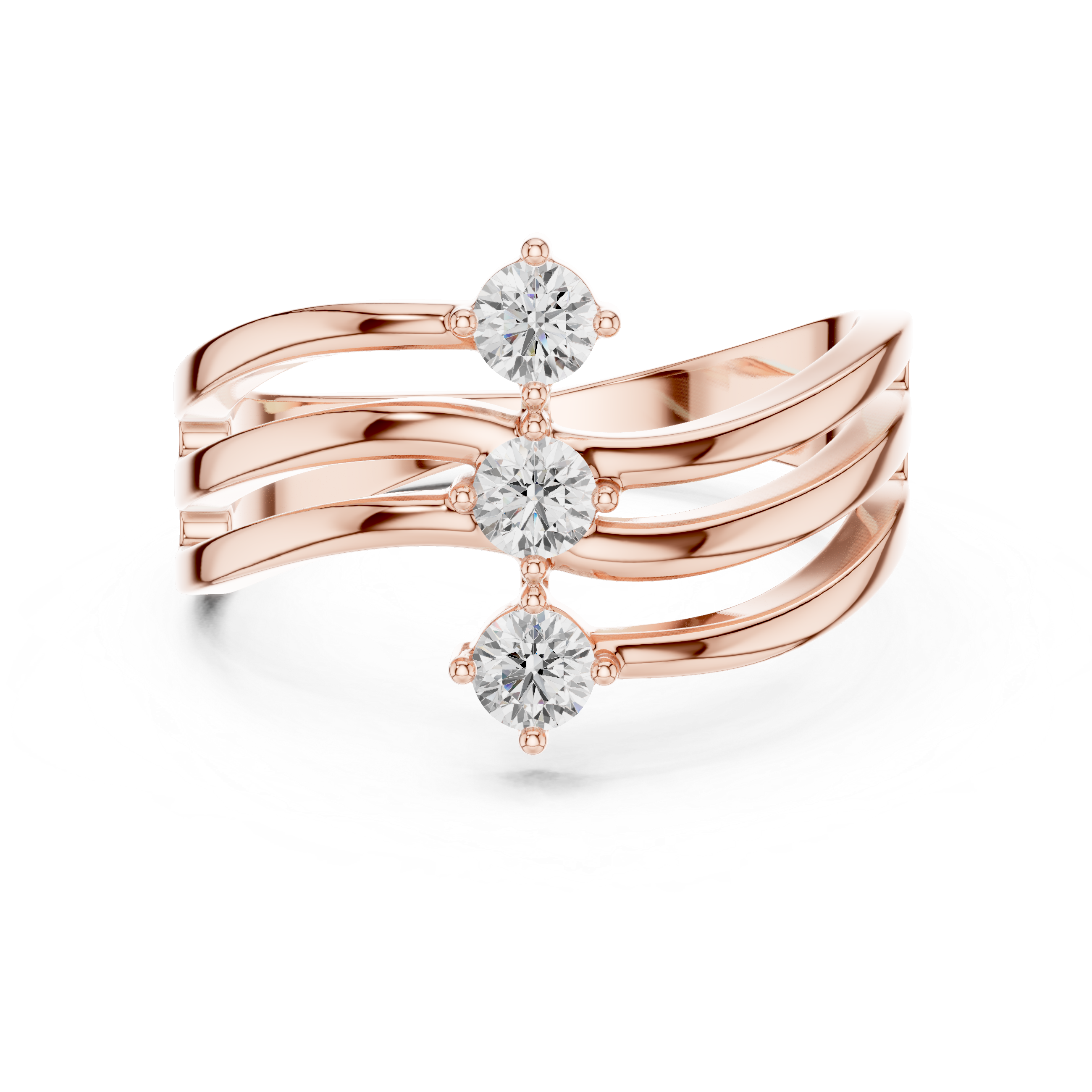 Gold Open Band Round Lab Grown Diamond Ophira Ring