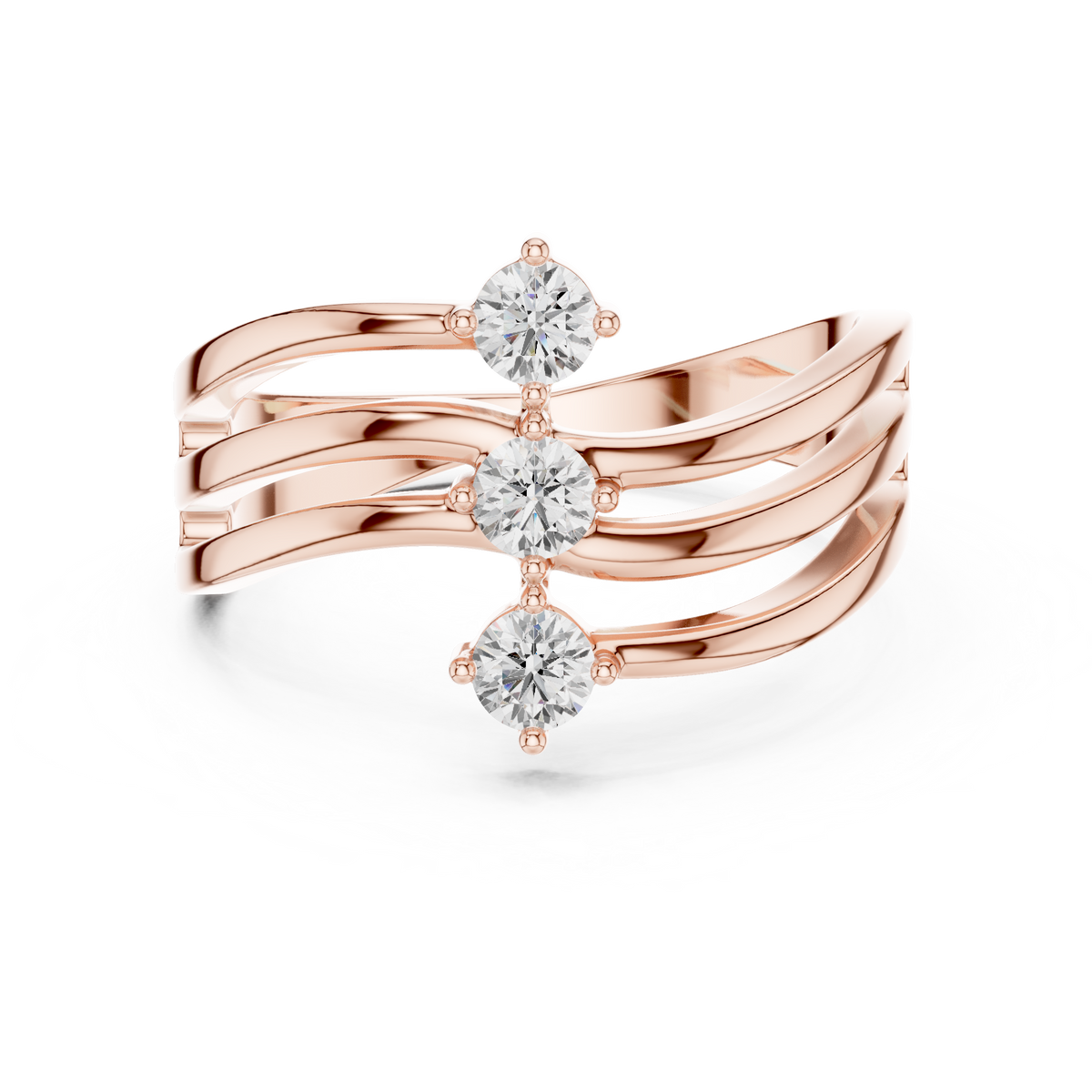 Gold Open Band Round Lab Grown Diamond Ophira Ring