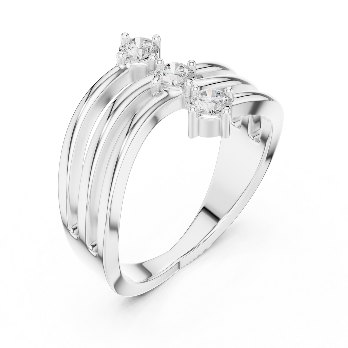 Gold Open Band Round Lab Grown Diamond Ophira Ring