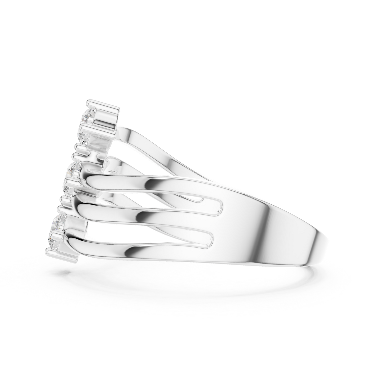 Gold Open Band Round Lab Grown Diamond Ophira Ring