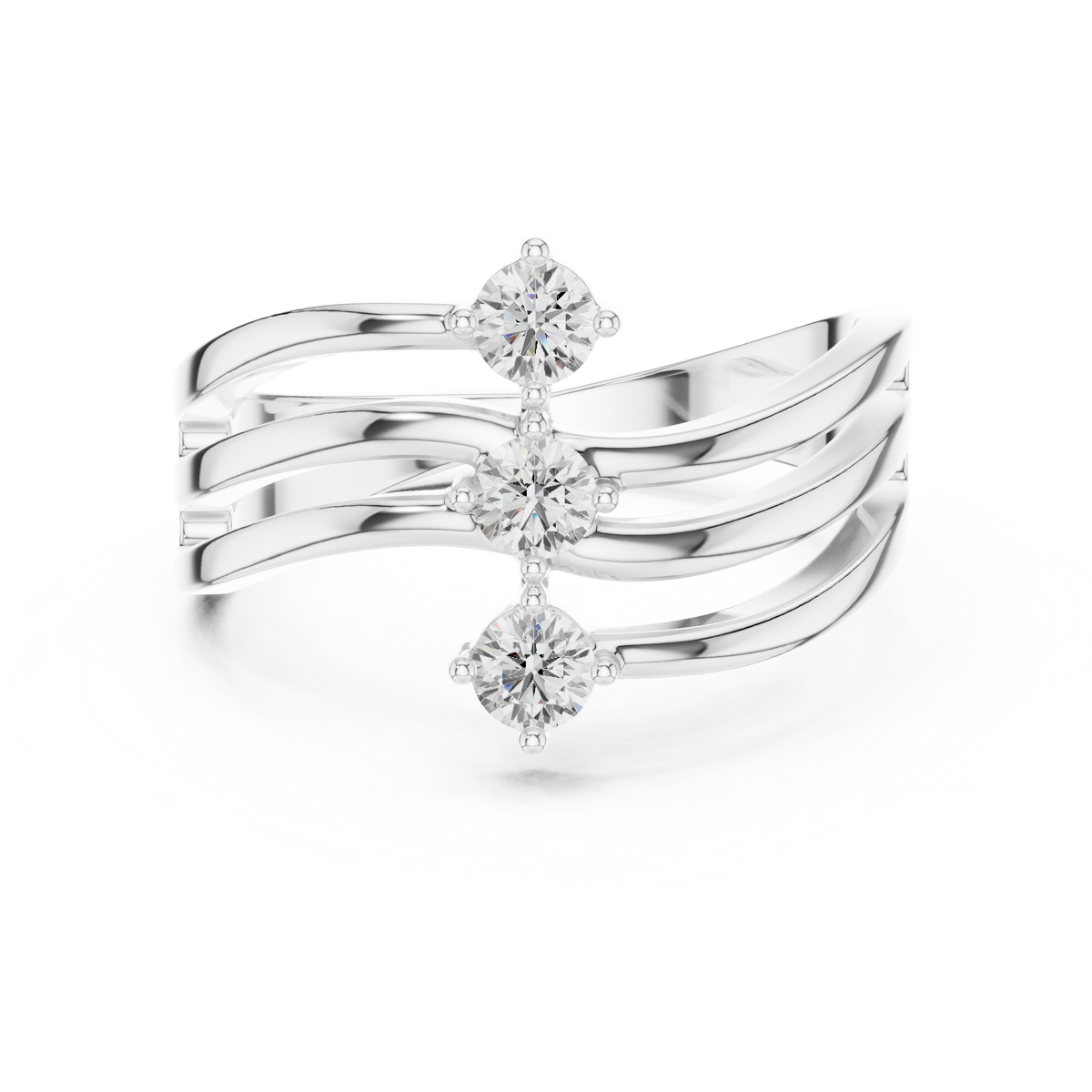 Gold Open Band Round Lab Grown Diamond Ophira Ring
