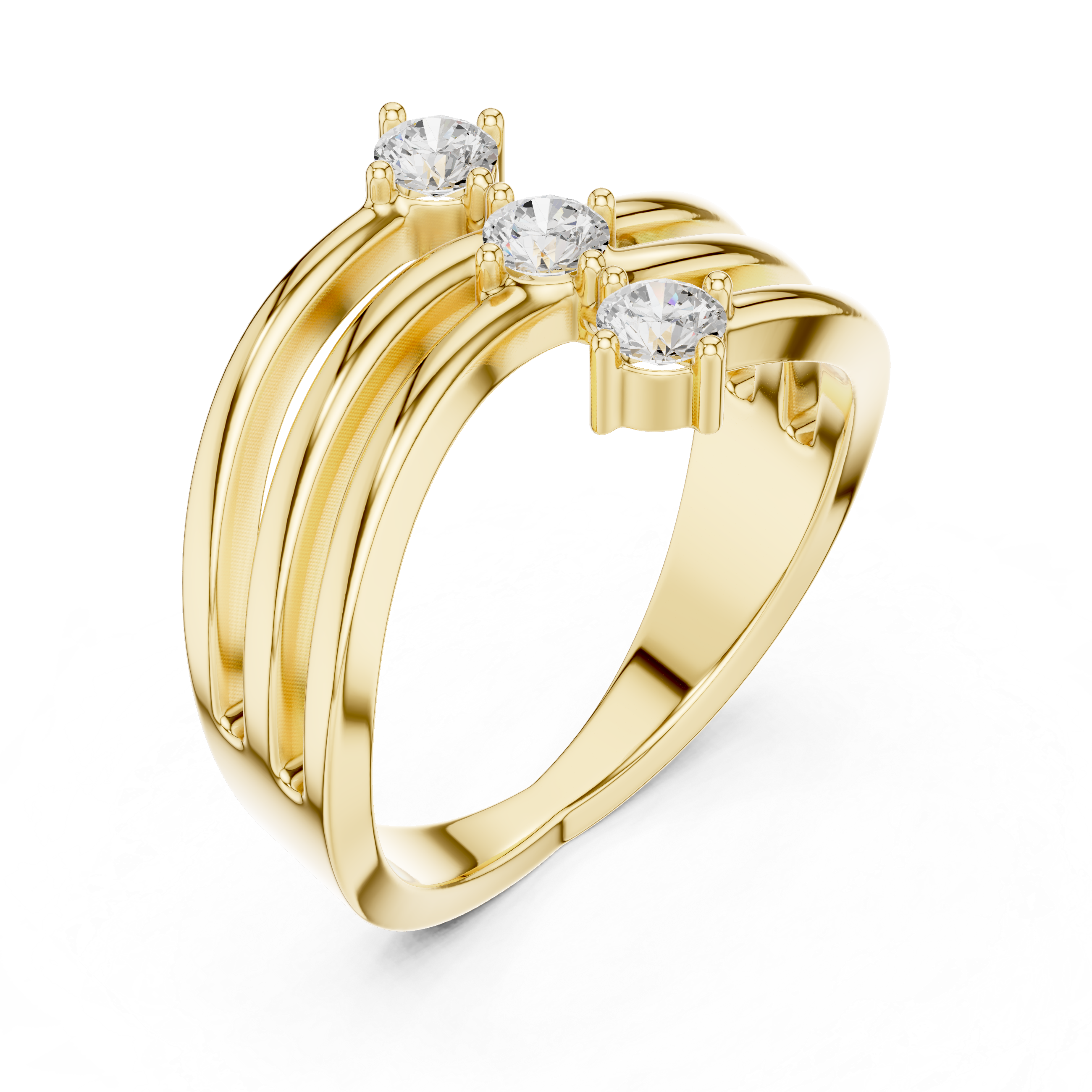 Gold Open Band Round Lab Grown Diamond Ophira Ring