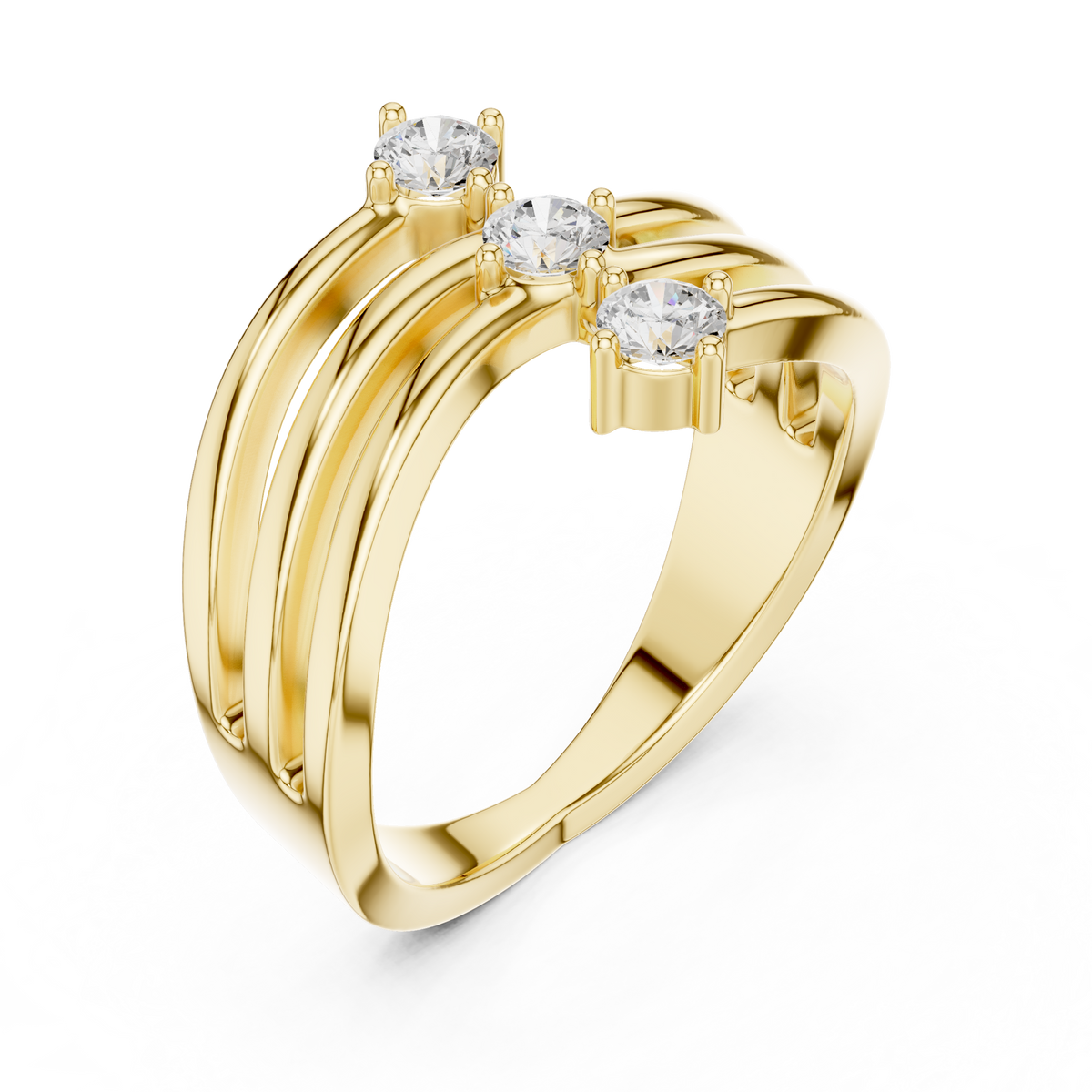 Gold Open Band Round Lab Grown Diamond Ophira Ring