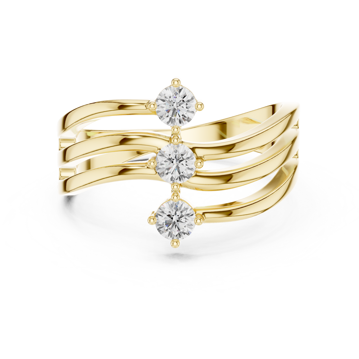 Gold Open Band Round Lab Grown Diamond Ophira Ring