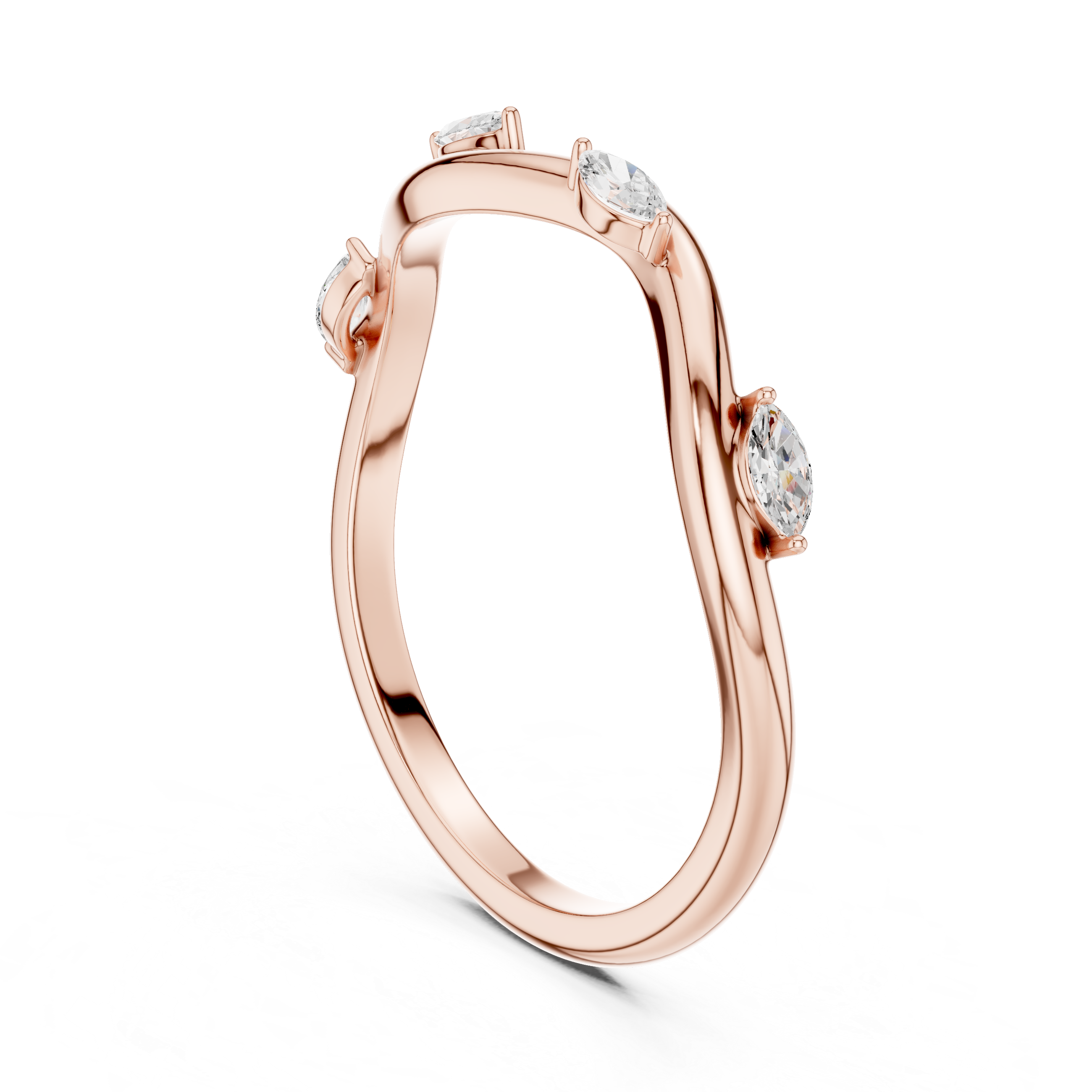 Gold Collet Band Marquise Lab Grown Diamond Lomix Ring