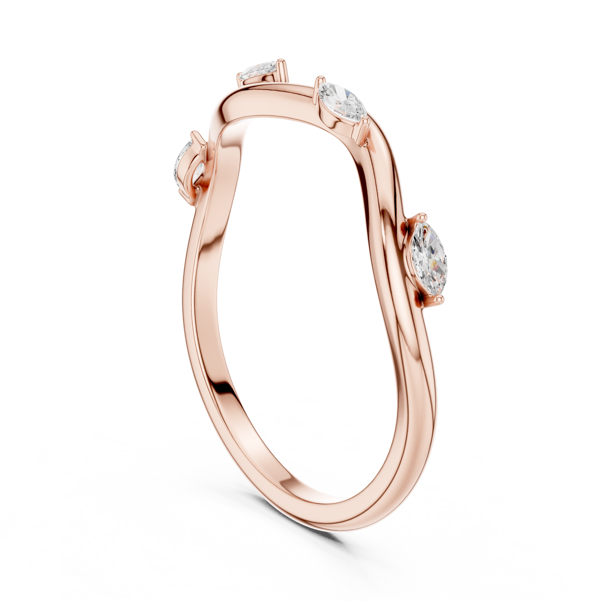 Gold Collet Band Marquise Lab Grown Diamond Lomix Ring