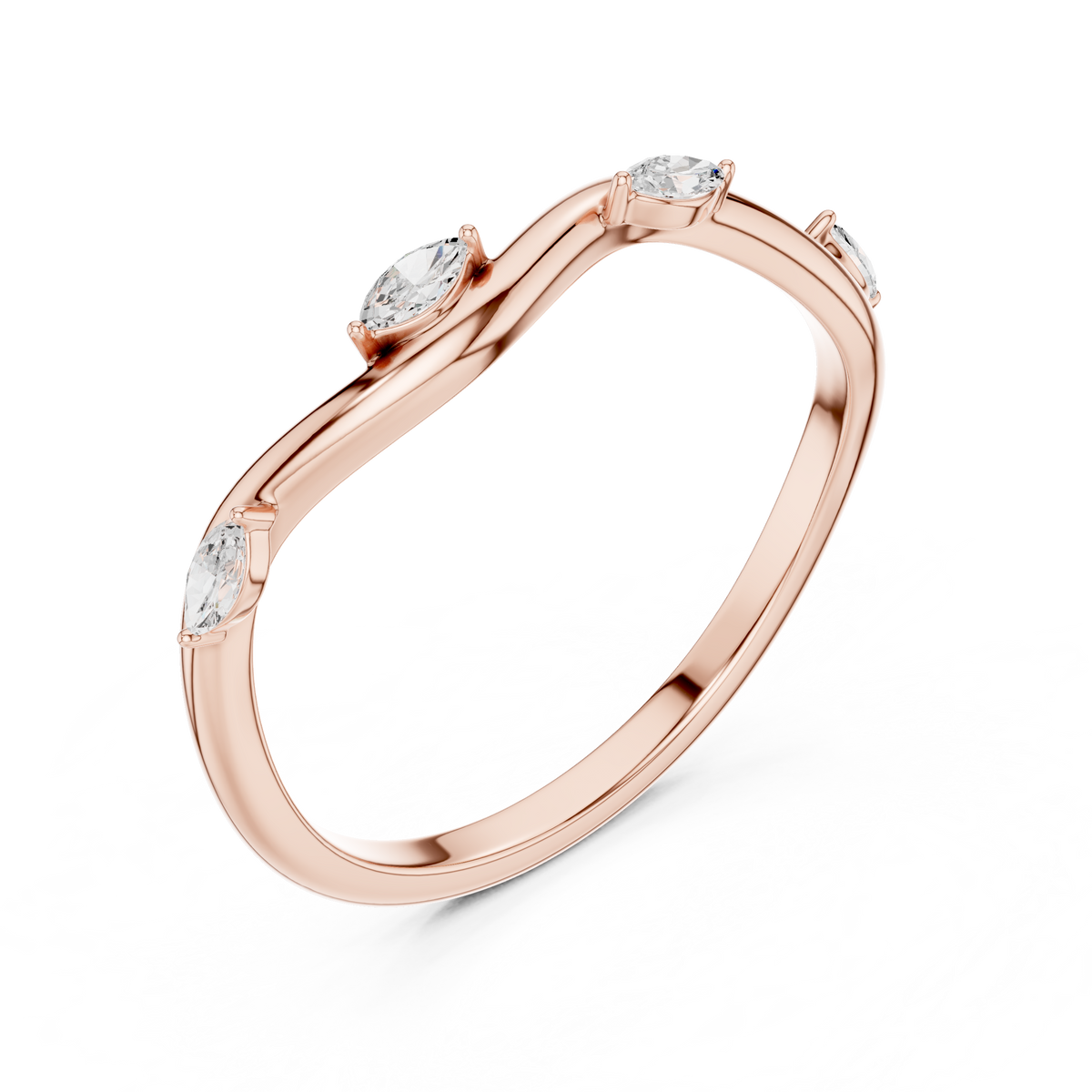 Gold Collet Band Marquise Lab Grown Diamond Lomix Ring
