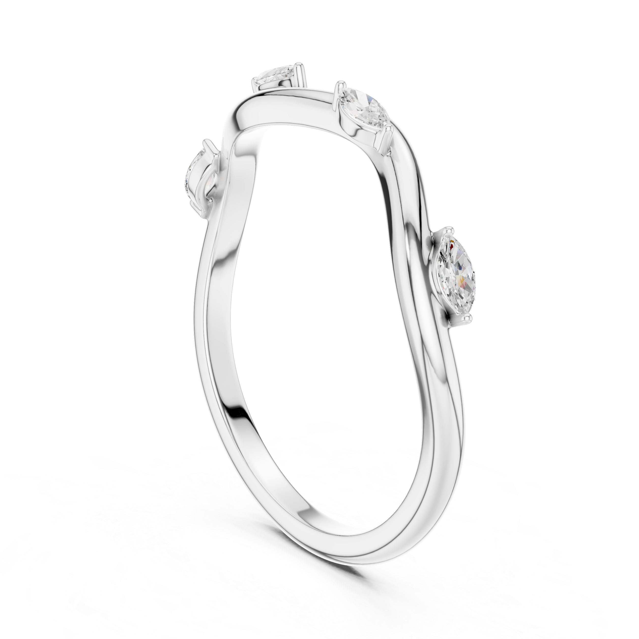 Gold Collet Band Marquise Lab Grown Diamond Lomix Ring