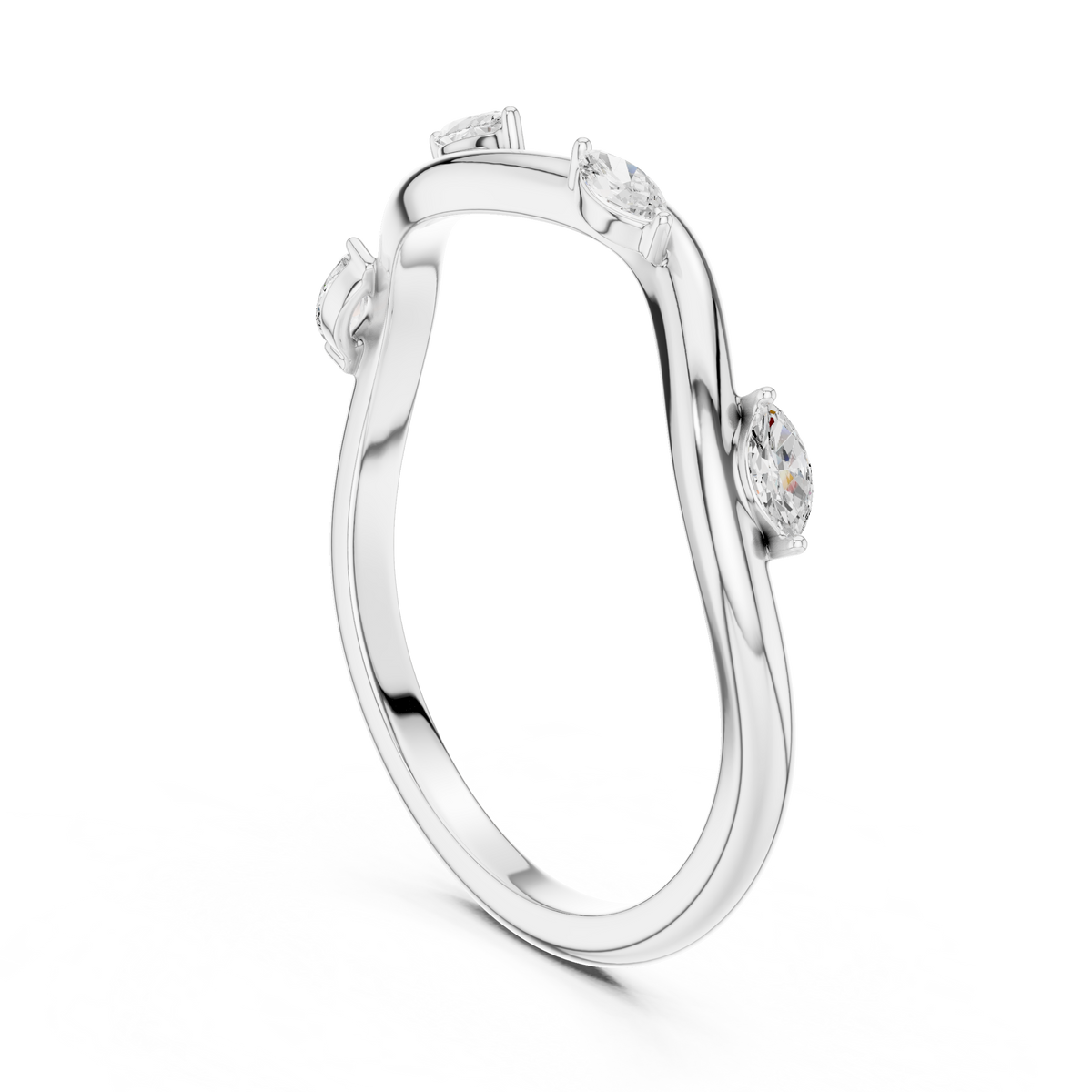 Gold Collet Band Marquise Lab Grown Diamond Lomix Ring