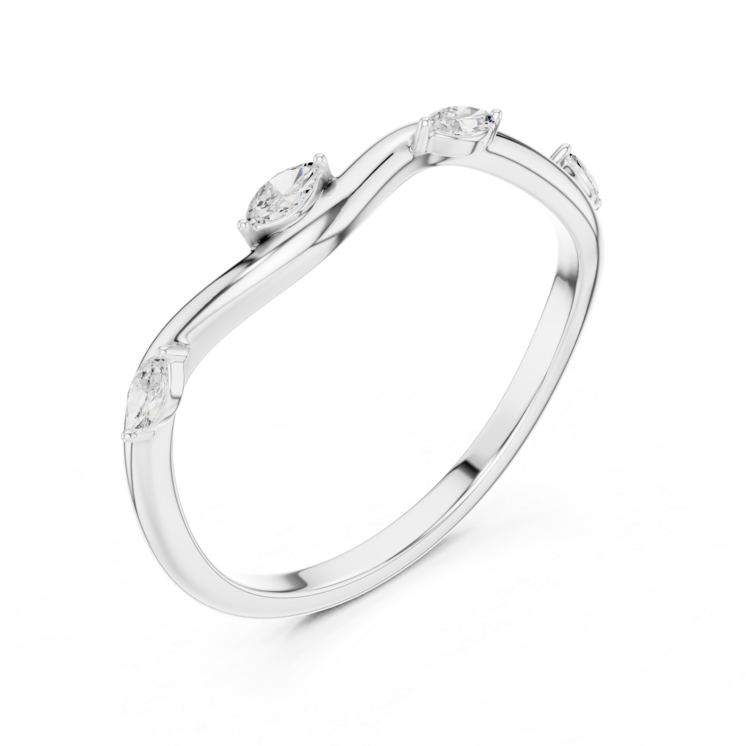 Gold Collet Band Marquise Lab Grown Diamond Lomix Ring