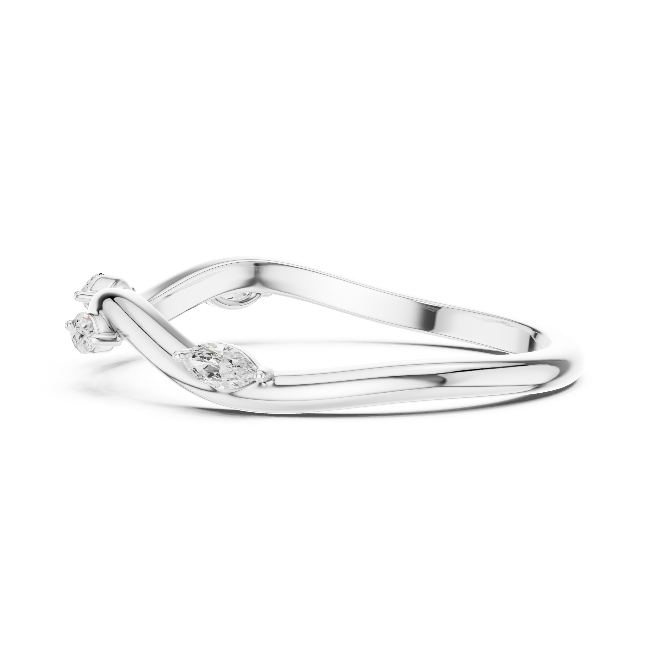 Gold Collet Band Marquise Lab Grown Diamond Lomix Ring