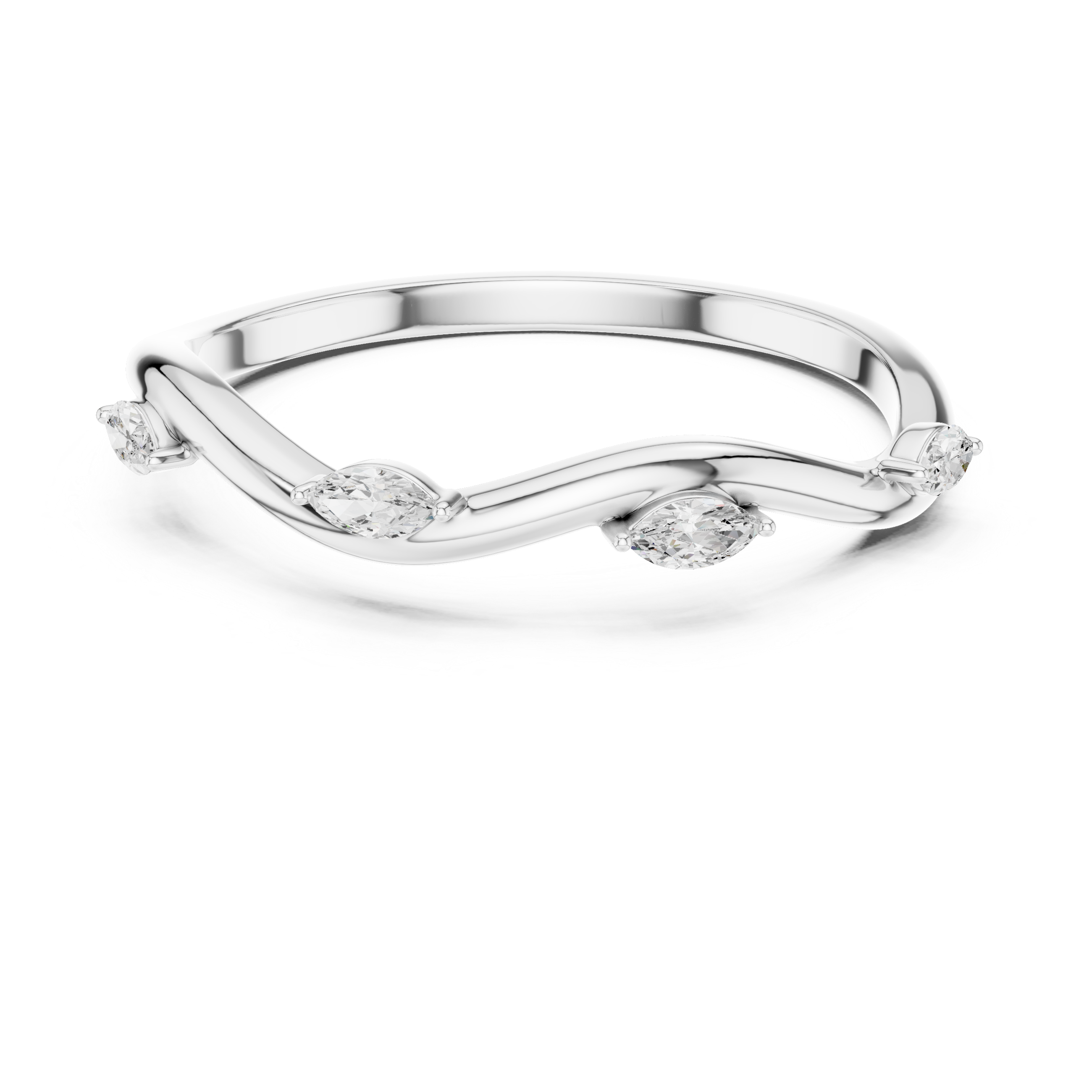 Gold Collet Band Marquise Lab Grown Diamond Lomix Ring