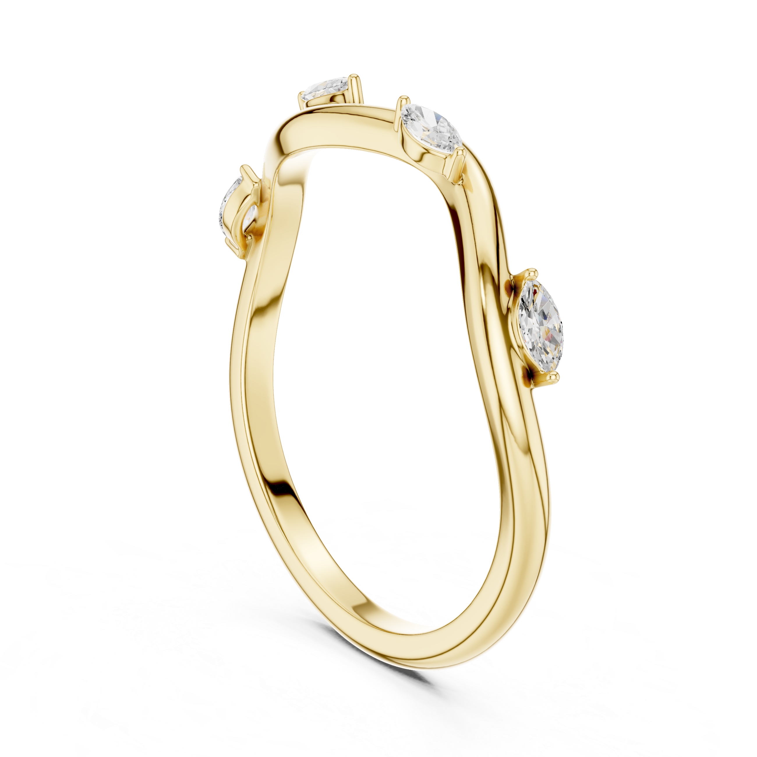 Gold Collet Band Marquise Lab Grown Diamond Lomix Ring