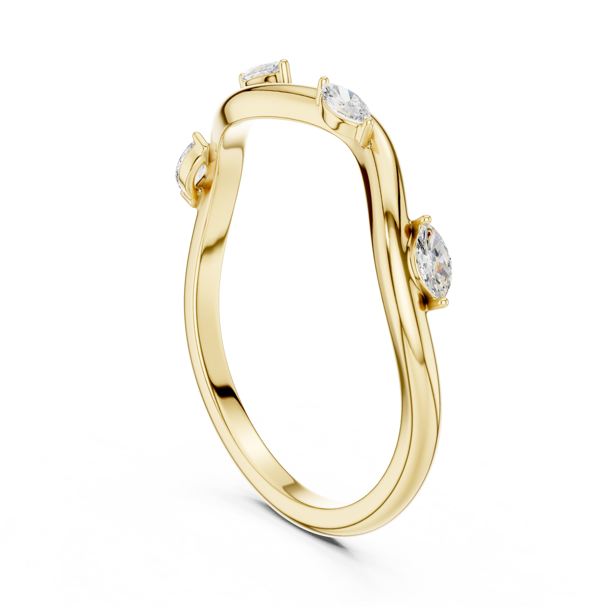 Gold Collet Band Marquise Lab Grown Diamond Lomix Ring