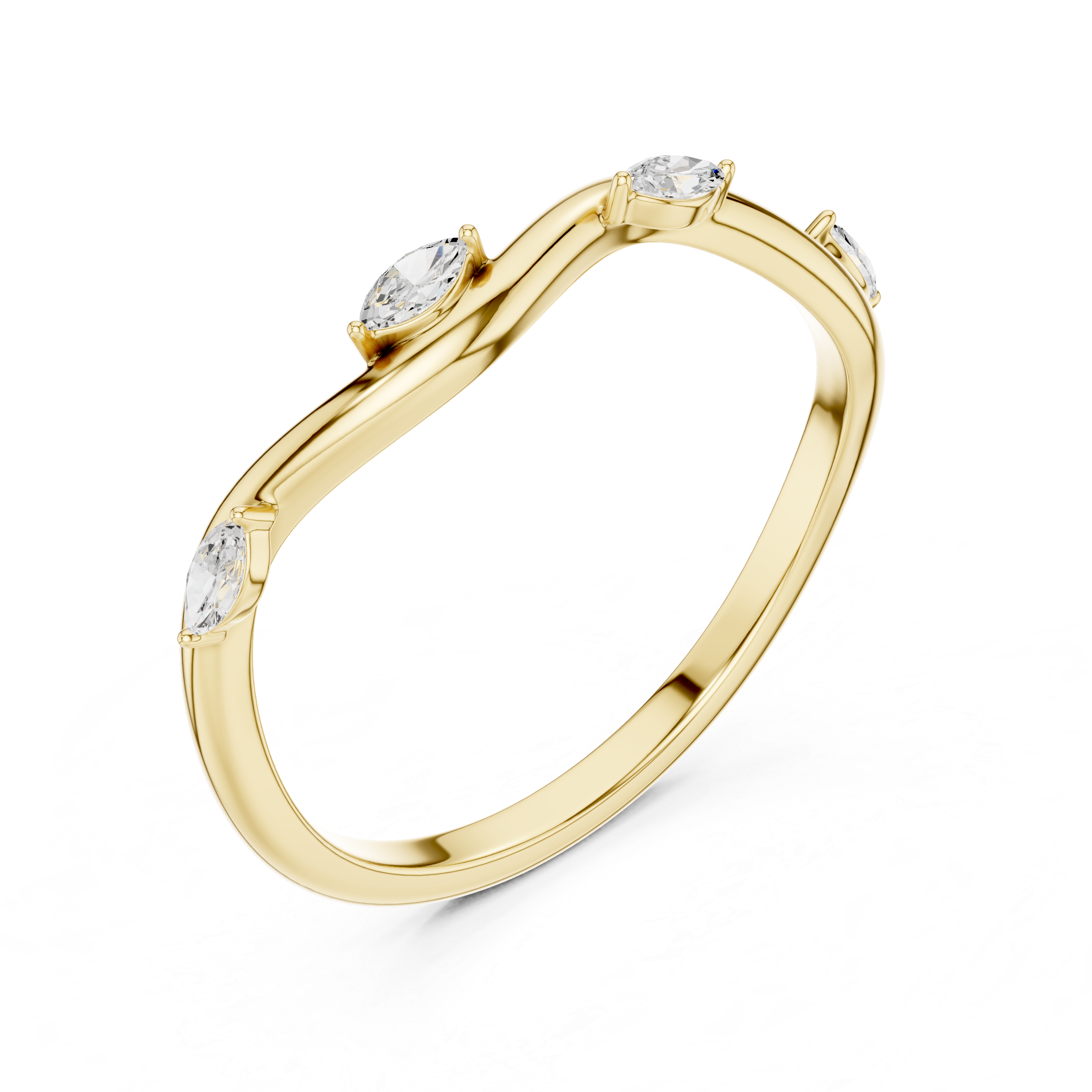 Gold Collet Band Marquise Lab Grown Diamond Lomix Ring