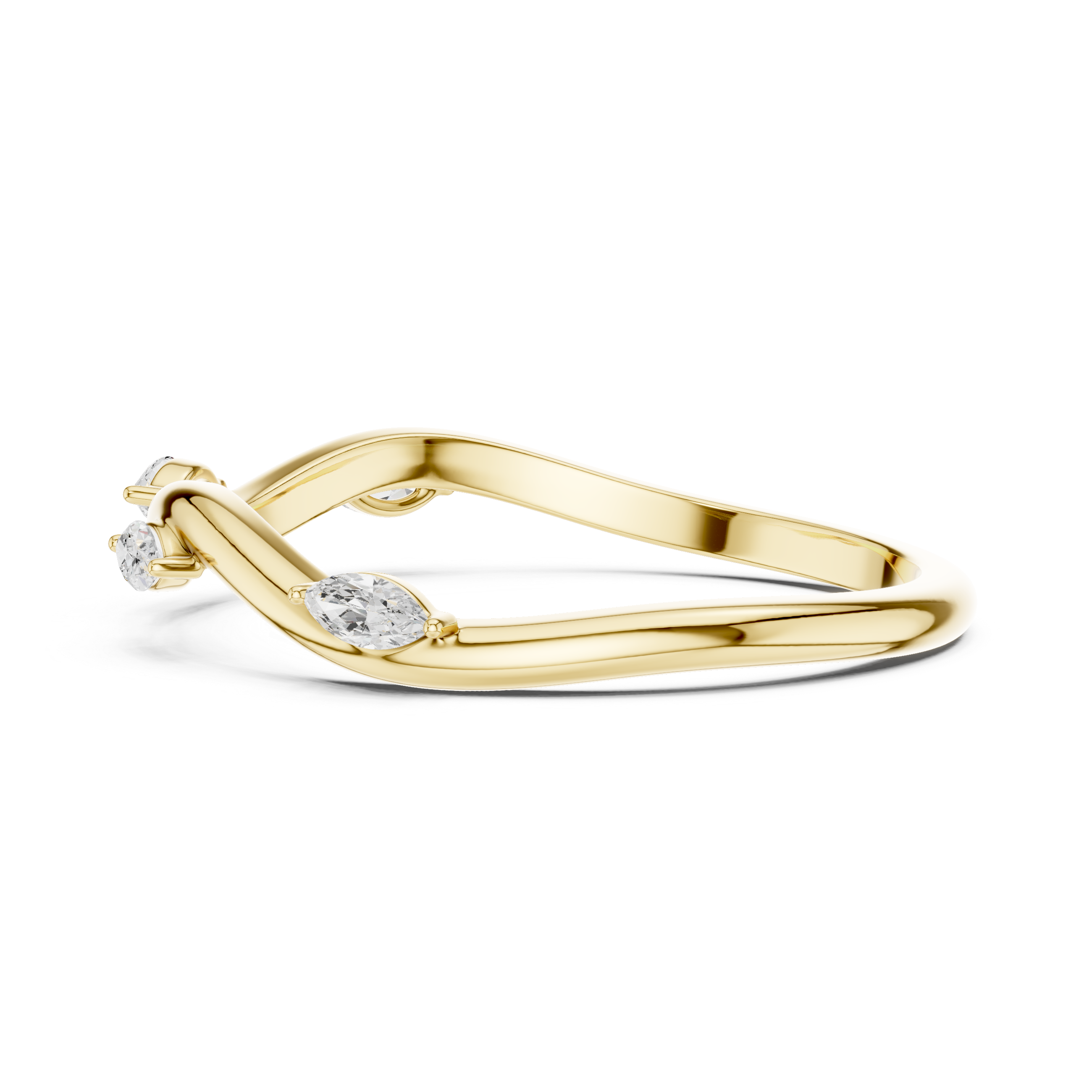 Gold Collet Band Marquise Lab Grown Diamond Lomix Ring