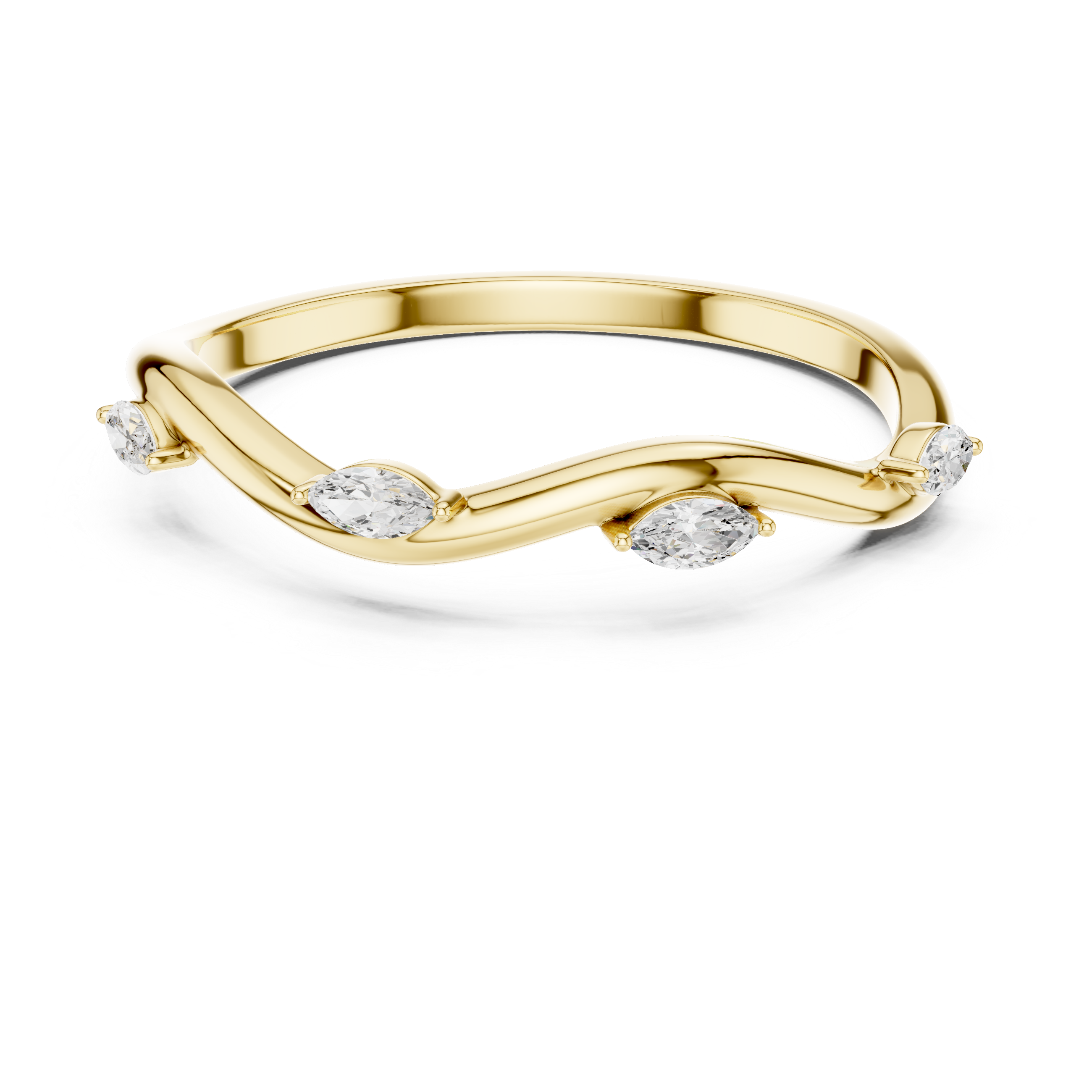 Gold Collet Band Marquise Lab Grown Diamond Lomix Ring
