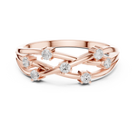 Gold Criss Cross Multi Stone Setting Round Lab Grown Diamond Elyon Ring