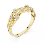 Gold Criss Cross Multi Stone Setting Round Lab Grown Diamond Elyon Ring