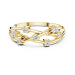 Gold Criss Cross Multi Stone Setting Round Lab Grown Diamond Elyon Ring