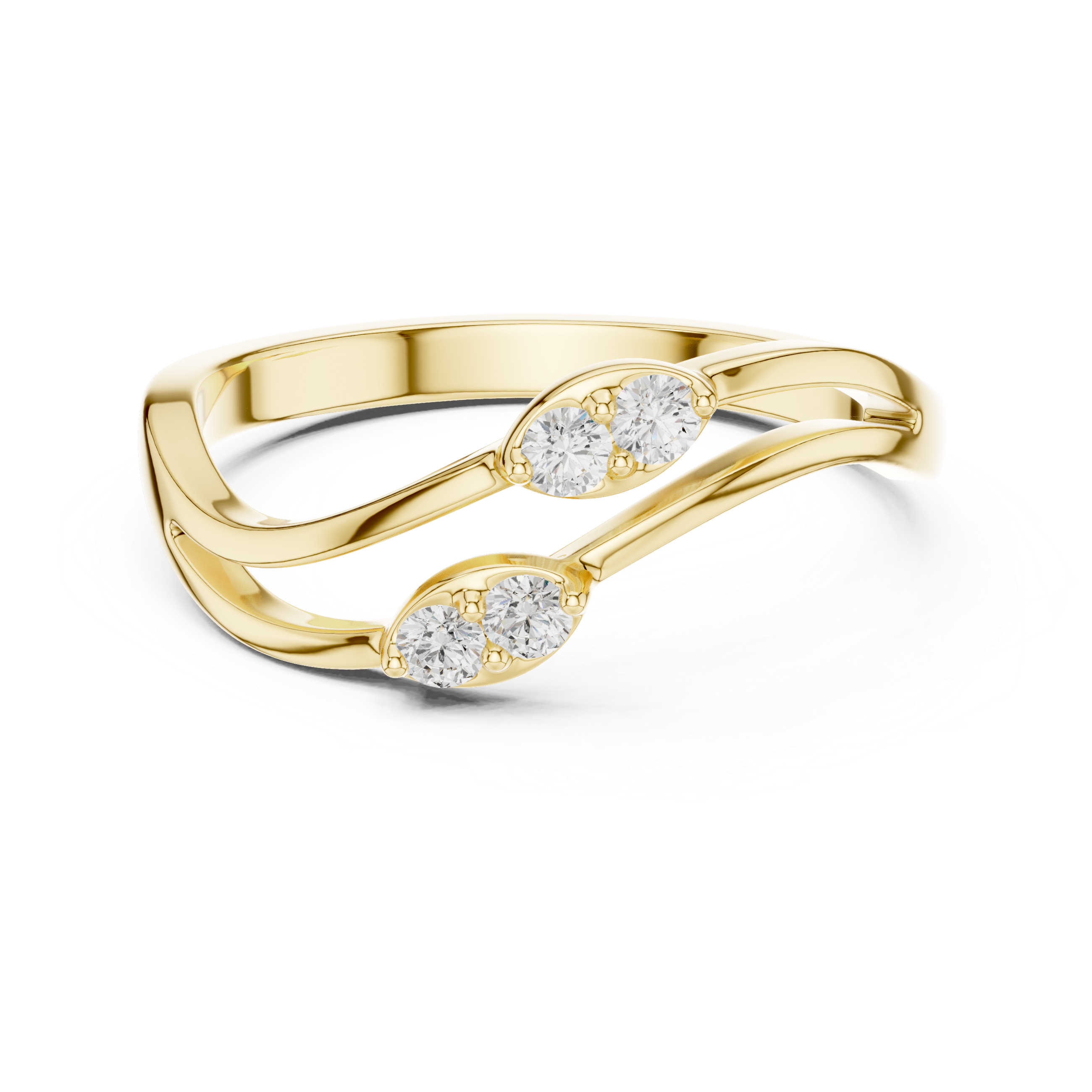 Gold Classic Band Round Lab Grown Diamond Caeli Ring
