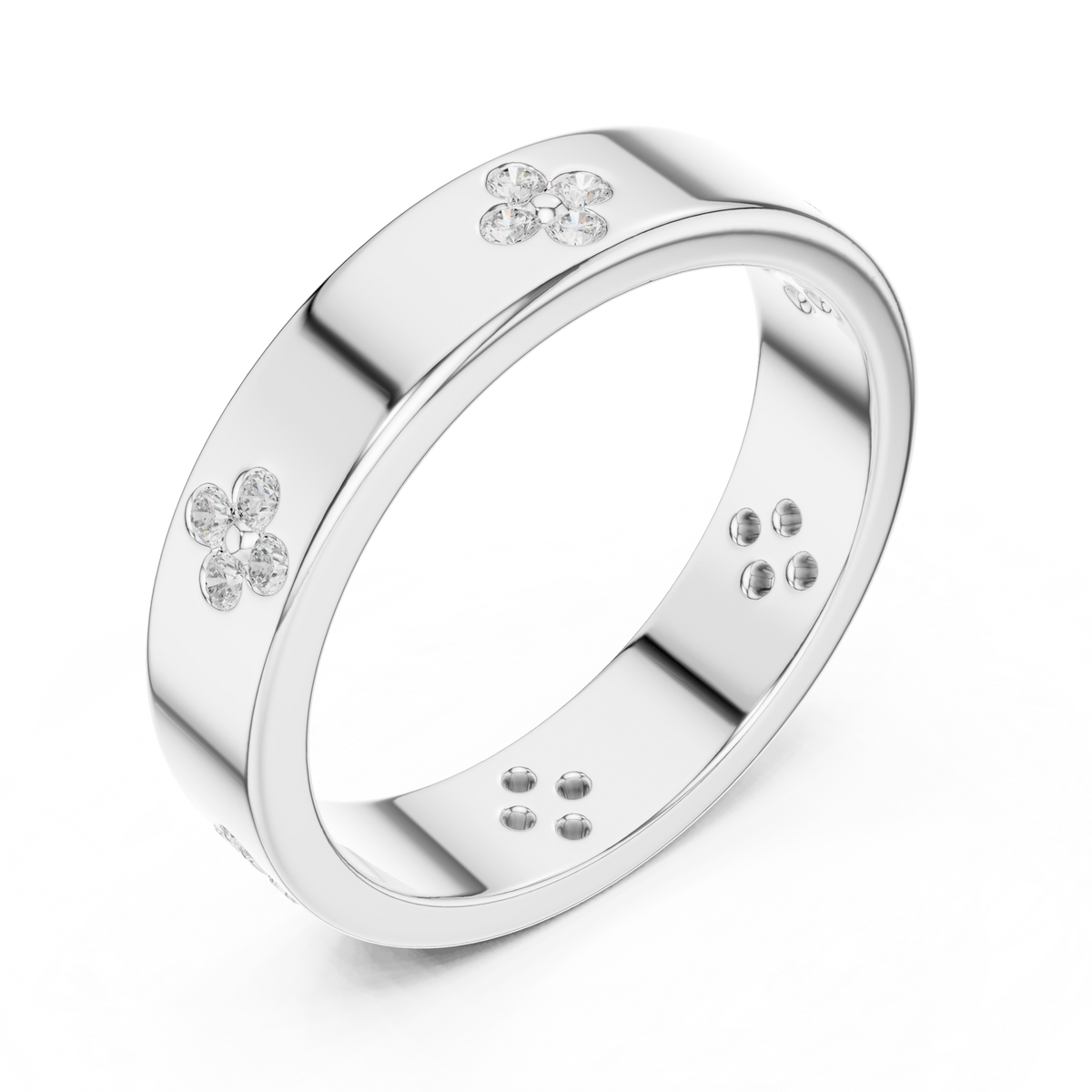 Gold Floral Band Round Lab Grown Diamond Zyvra Ring