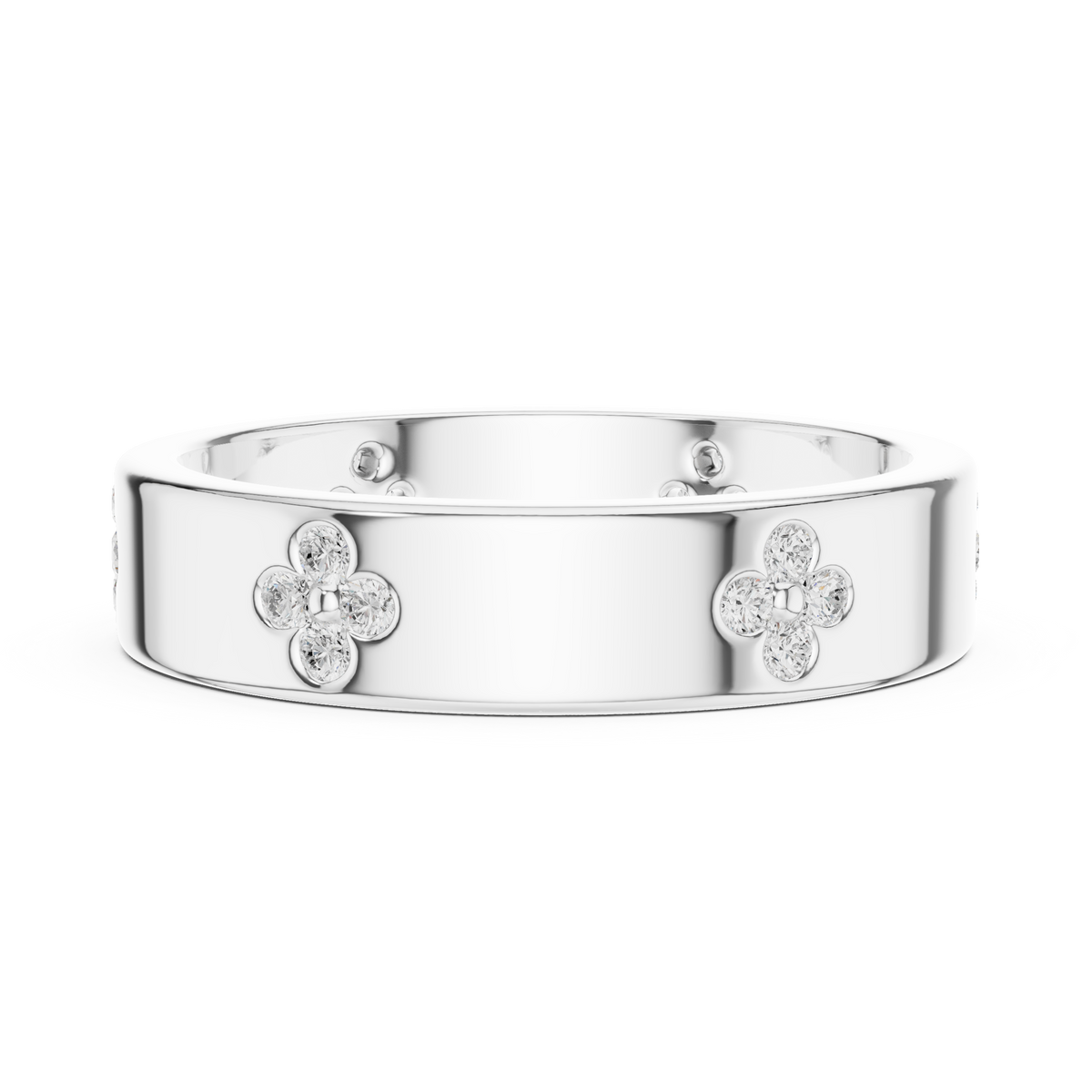 Gold Floral Band Round Lab Grown Diamond Zyvra Ring