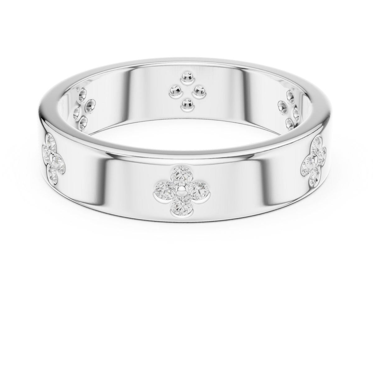Gold Floral Band Round Lab Grown Diamond Zyvra Ring