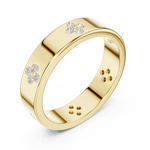 Gold Floral Band Round Lab Grown Diamond Zyvra Ring