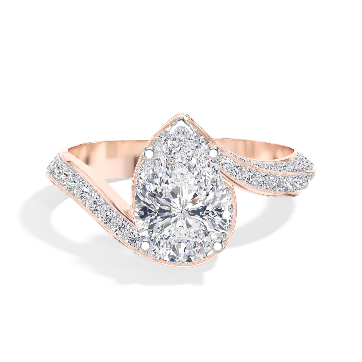 Pear Bypass Pave Lab Grown Diamond Amelis Engagement Ring