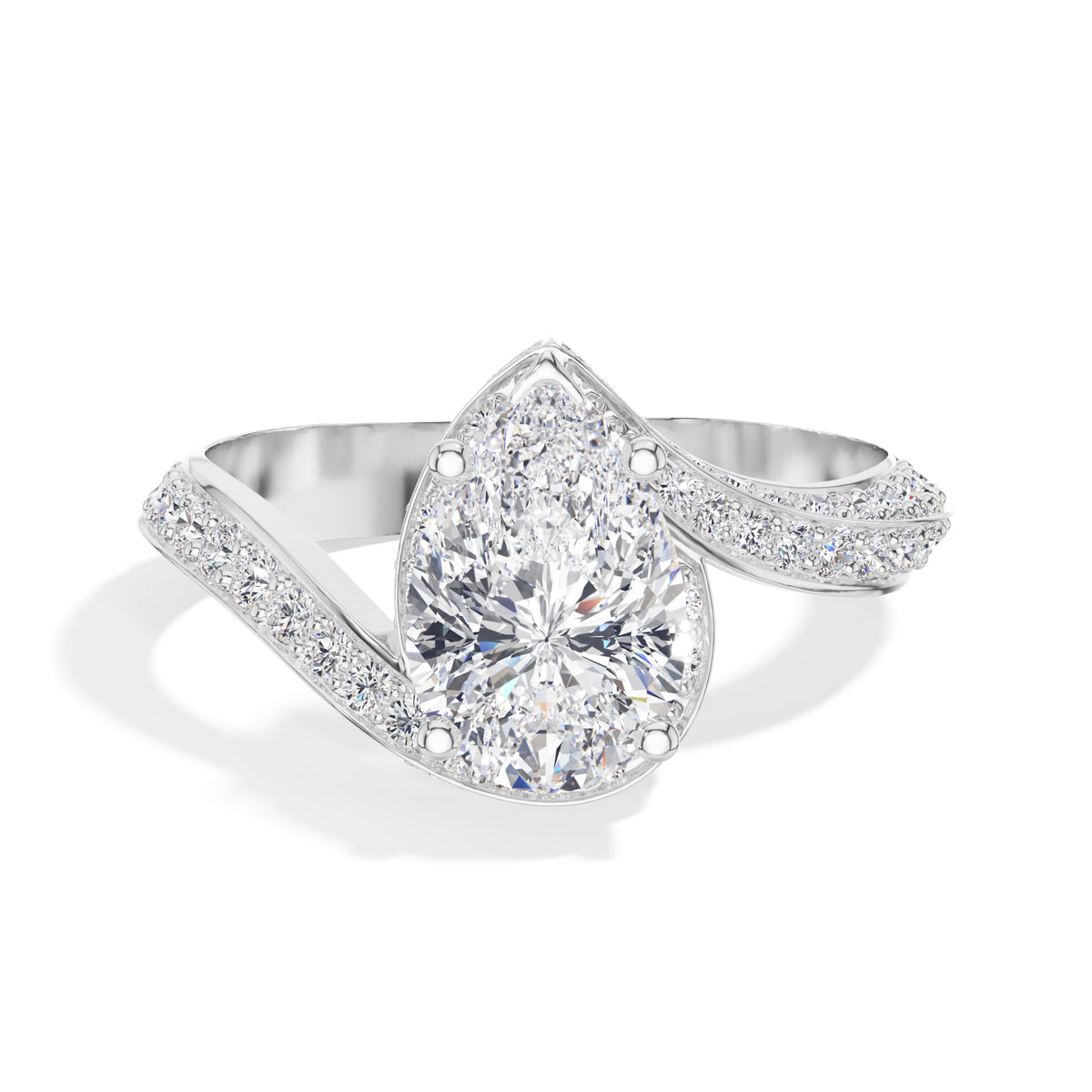 Pear Bypass Pave Lab Grown Diamond Amelis Engagement Ring