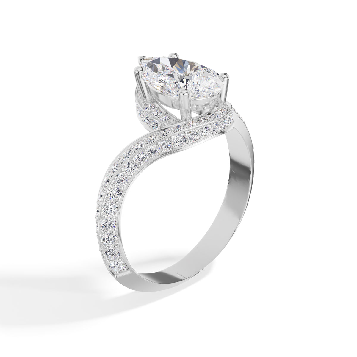 Pear Bypass Pave Lab Grown Diamond Amelis Engagement Ring