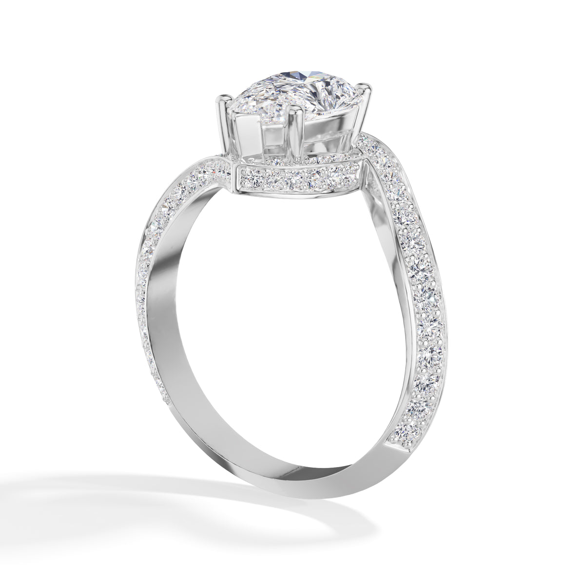 Pear Bypass Pave Lab Grown Diamond Amelis Engagement Ring