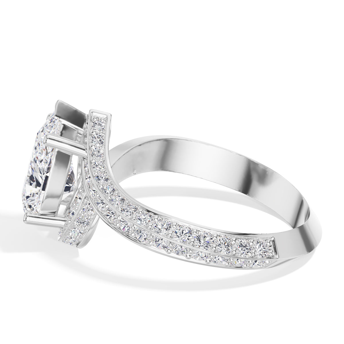Pear Bypass Pave Lab Grown Diamond Amelis Engagement Ring