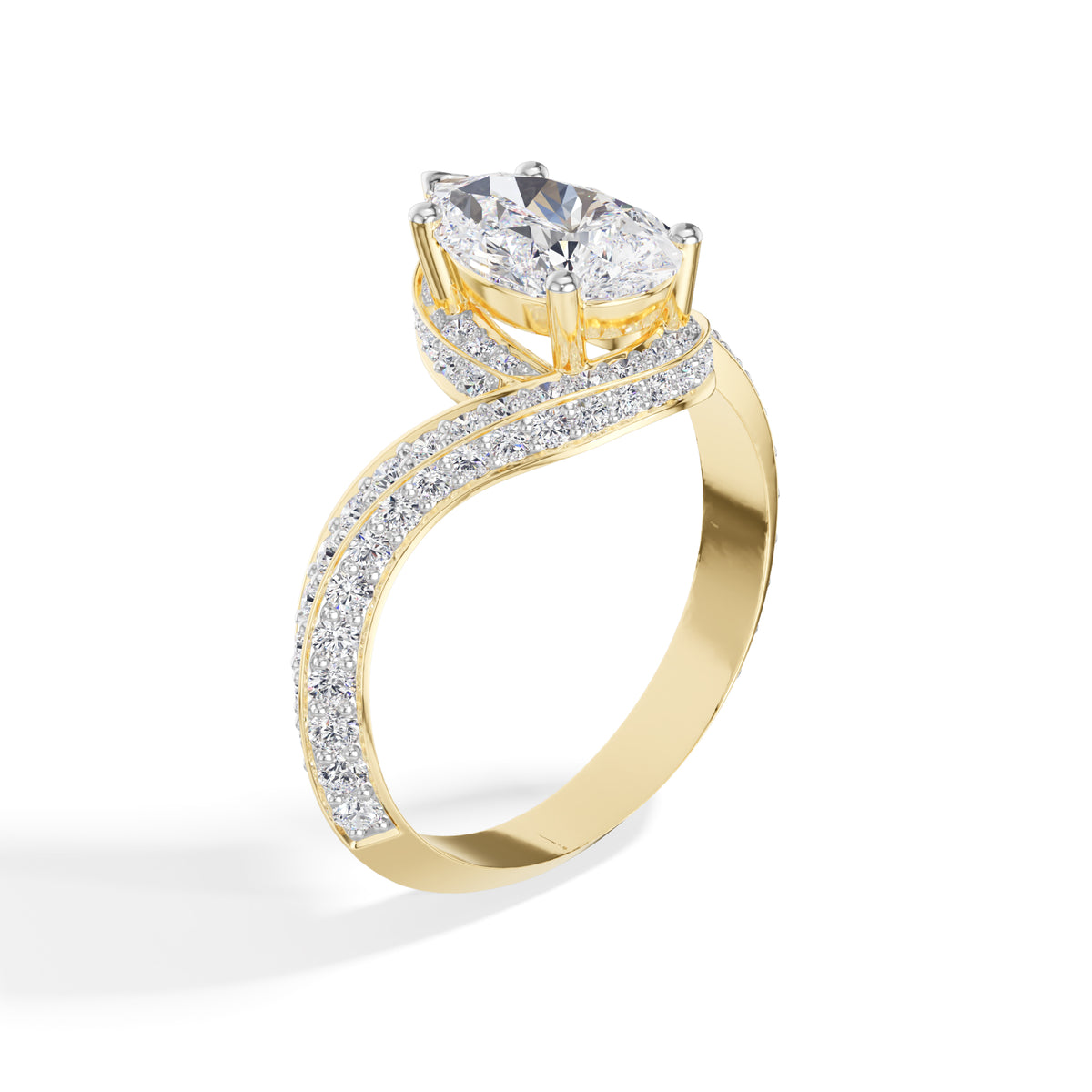 Pear Bypass Pave Lab Grown Diamond Amelis Engagement Ring
