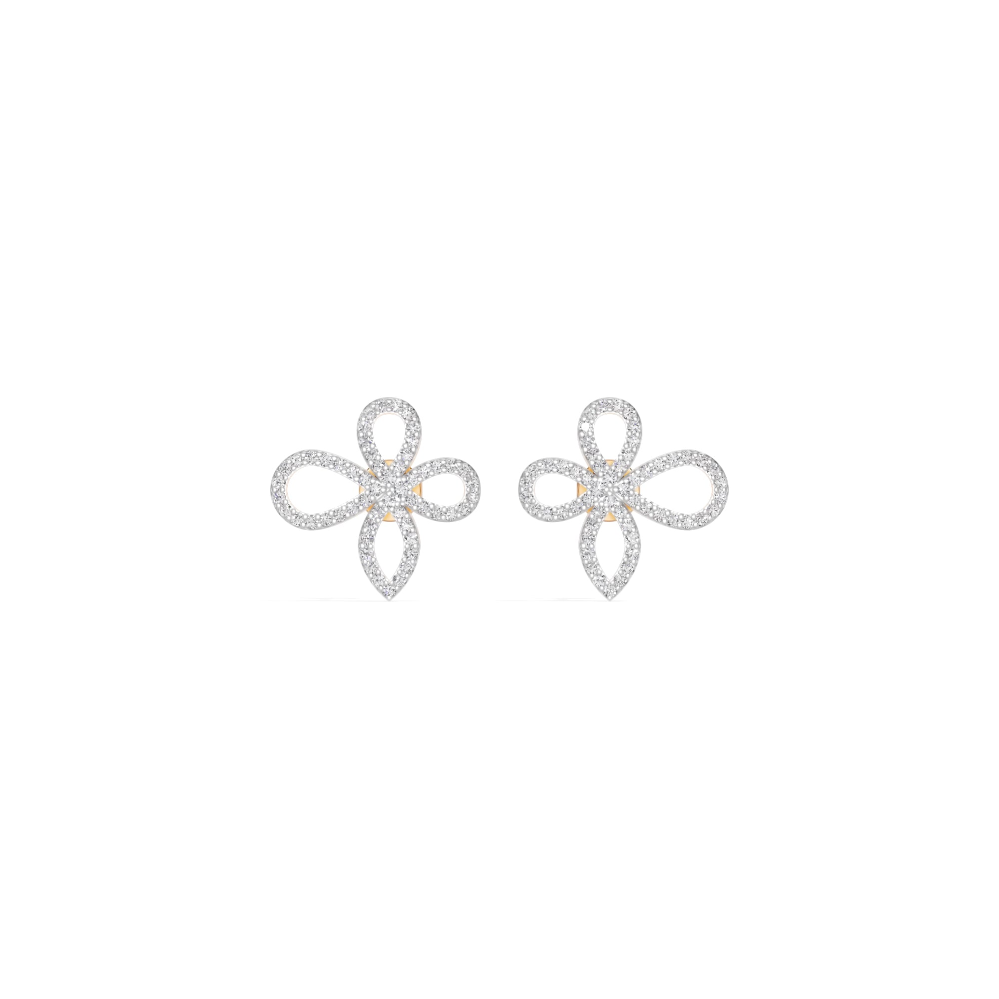 Rose Gold Petal Pave Round Lab Grown Diamond Vaelor Earring