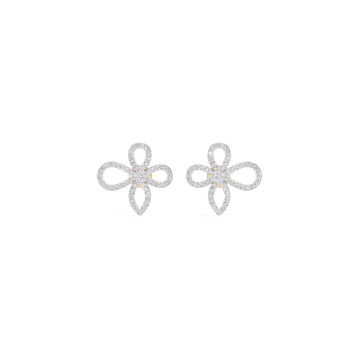 Rose Gold Petal Pave Round Lab Grown Diamond Vaelor Earring
