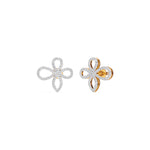 Rose Gold Petal Pave Round Lab Grown Diamond Vaelor Earring