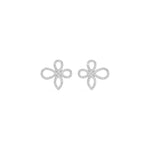 White Gold Petal Pave Round Lab Grown Diamond Vaelor Earring