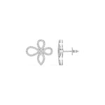 White Gold Petal Pave Round Lab Grown Diamond Vaelor Earring