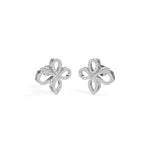White Gold Petal Pave Round Lab Grown Diamond Vaelor Earring