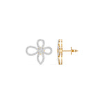 Yellow Gold Petal Pave Round Lab Grown Diamond Vaelor Earring