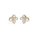 Yellow Gold Petal Pave Round Lab Grown Diamond Vaelor Earring